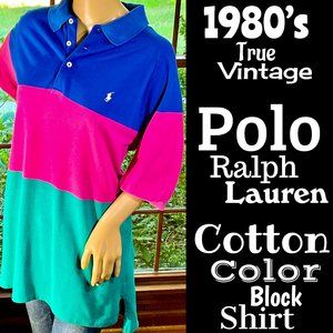 ▪️VTG▪️POLO▪️1980's Cotton Color Block Polo Shirt